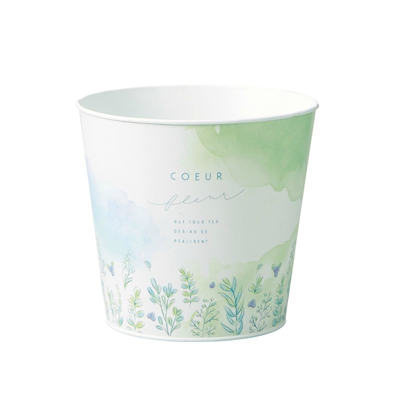 ケー・イー・アイ ブリキポット　水彩ボタニカル ラウンド　LL　ホワイト 4847-A-WH 1個（ご注文単位2個）【直送品】