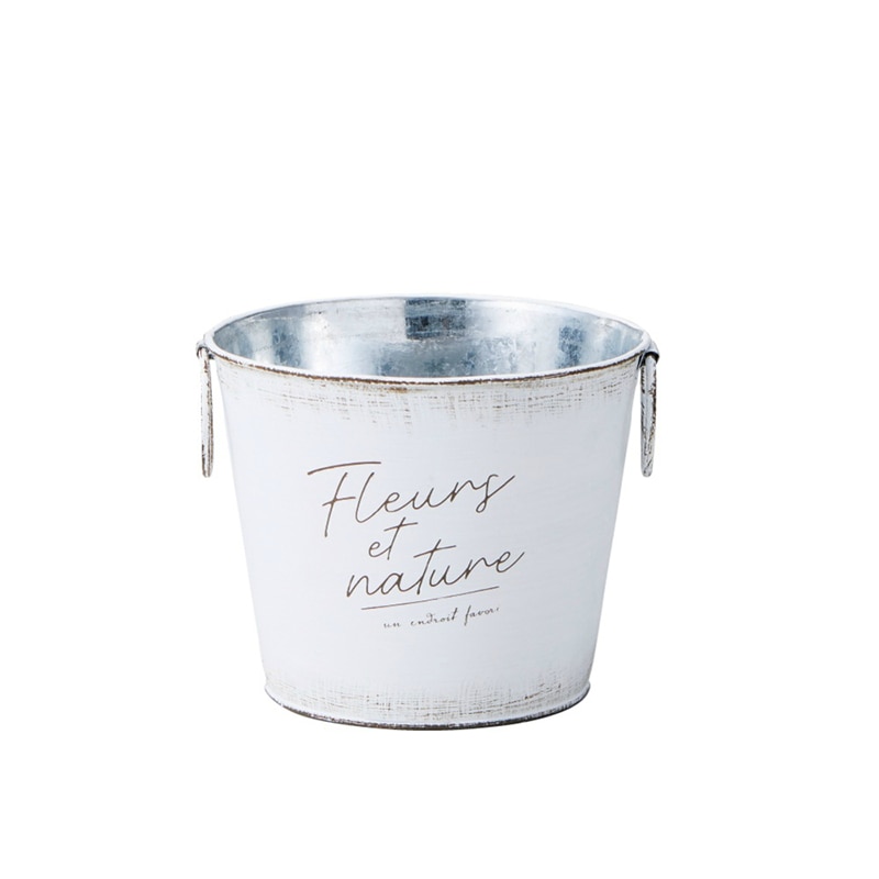 ケー・イー・アイ ブリキポット　ペールカラー ラウンド　M　ホワイト 4851-B-WH 1個（ご注文単位3個）【直送品】