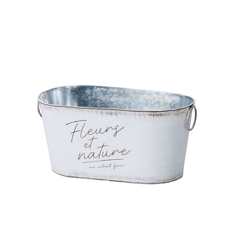 ケー・イー・アイ ブリキポット　ペールカラー オーバル　M　ホワイト 4852-B-WH 1個（ご注文単位2個）【直送品】