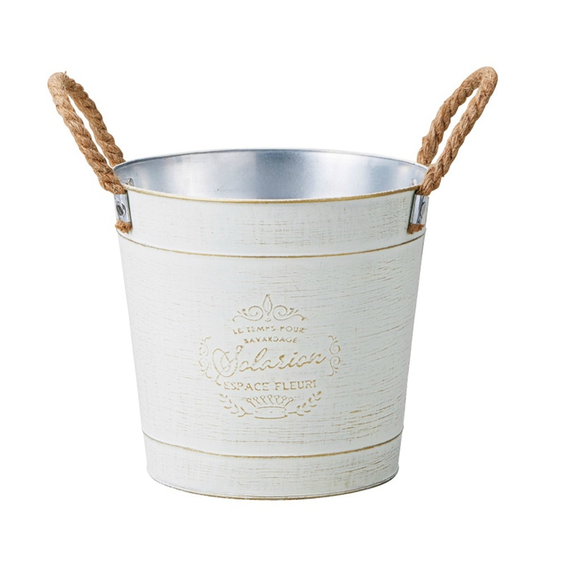 ケー・イー・アイ ブリキポット グレイスフル ラウンド LL ホワイト 4869-A 1個(ご注文単位2個)【直送品】