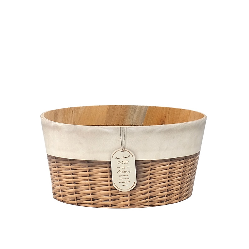 ケー・イー・アイ ウッドポット　ハーフリネンバスケット サークル　S 4998-B 1個（ご注文単位4個）【直送品】