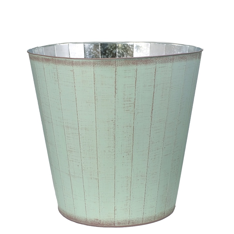 ケー・イー・アイ 鉢カバー　ハウスプランツブリキ　ストライプ 10号用　ミント 5010-MT 1個（ご注文単位2個）【直送品】