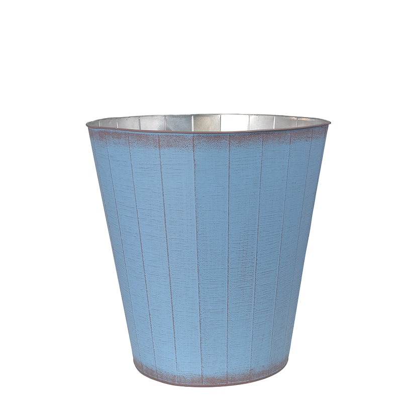 ケー・イー・アイ 鉢カバー　ハウスプランツブリキ　ストライプ 8号用　ブルー 5011-BL 1個（ご注文単位2個）【直送品】