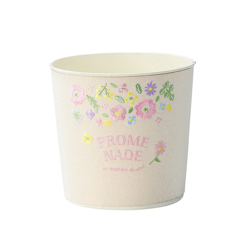 ケー・イー・アイ ブリキポット 刺繍 ラウンド L アイボリー 5065-A-AI 1個(ご注文単位2個)【直送品】