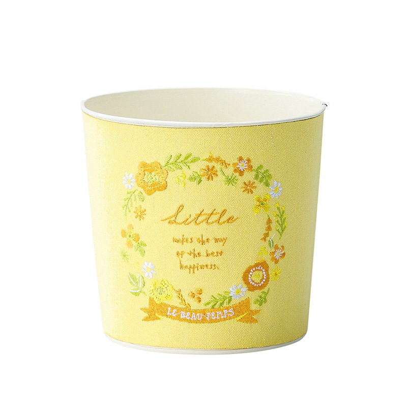 ケー・イー・アイ ブリキポット 刺繍 ラウンド L イエロー 5065-A-YE 1個(ご注文単位2個)【直送品】