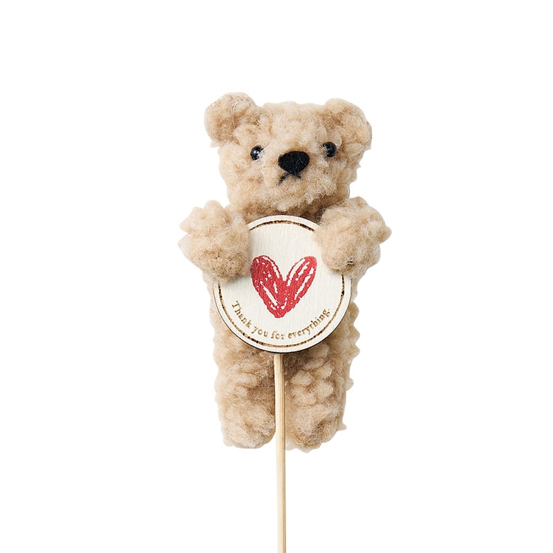 ケー・イー・アイ ピック　ふわふわベアー ハート　ブラウン 5138-BR 1本（ご注文単位12本）【直送品】