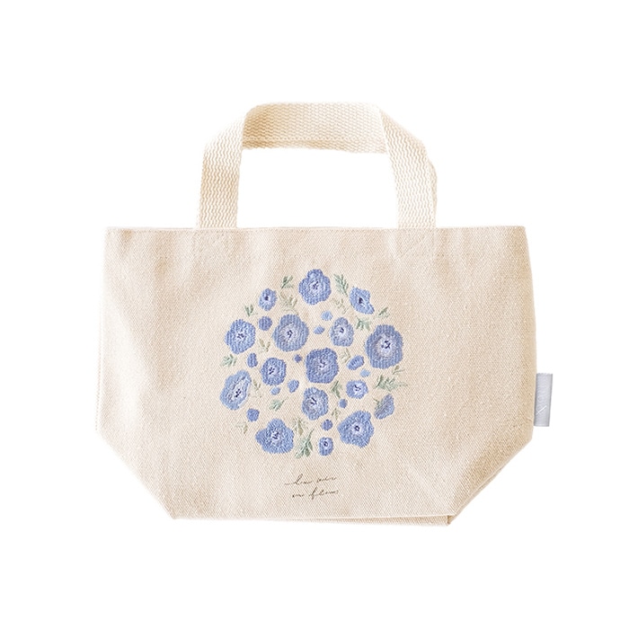 ケー・イー・アイ 刺繍ミニトートバッグ ネモフィラ IT003-5 1個（ご注文単位2個）【直送品】
