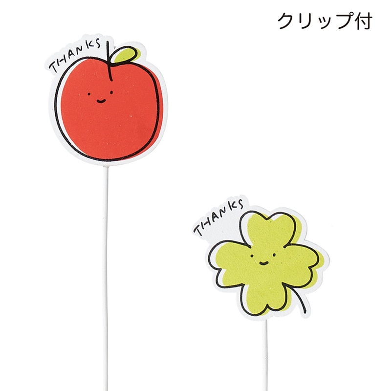 ケー・イー・アイ 木製プレートピック クリップ付き りんごとクローバー 2種×各6本 5296S 1本(ご注文単位12本)【直送品】