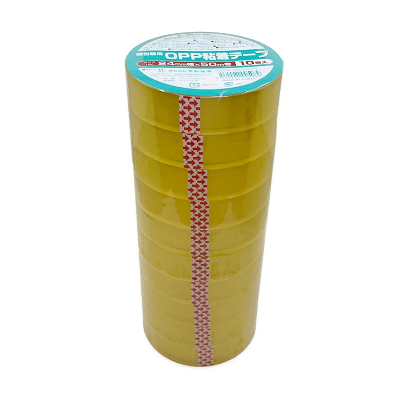 清和産業 軽包装用OPP粘着テープ 24mm×50m　10巻パック KSSOP-245010 10巻/束（ご注文単位15束）【直送品】