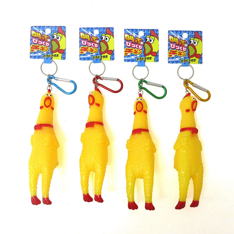 ファースト・アロー 叫ぶ!びっくりチキン カラビナキーホルダー 16cm 4色アソート 206-342 1個(ご注文単位20個)【直送品】