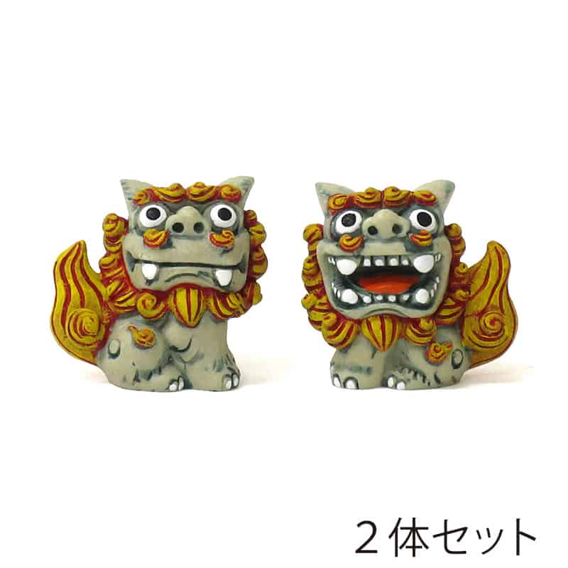 ファースト・アロー ポリ 顔でかシーサー 2体セット サックス／レッド 208-870 1組（ご注文単位12組）【直送品】