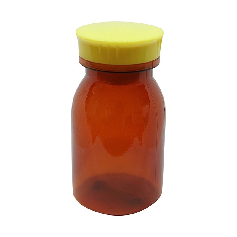 散薬瓶 PC製 茶 150cc キャップ:黄 1個(ご注文単位1個)【直送品】