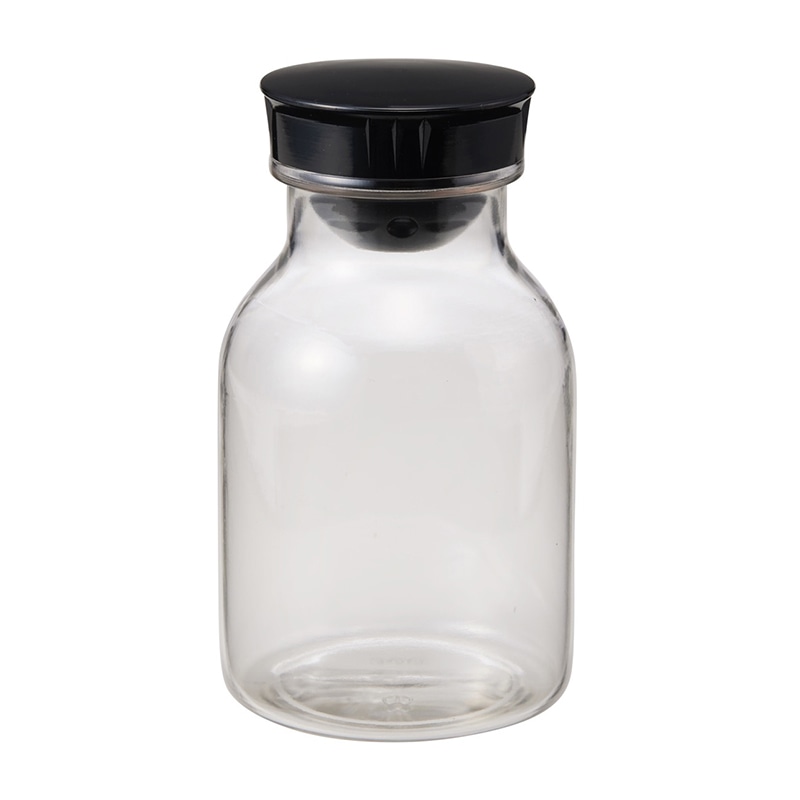 散薬瓶　PC製　透明　300cc　キャップ：黒   1個（ご注文単位1個）【直送品】