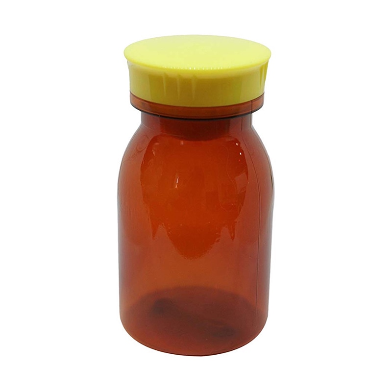 散薬瓶 PC製 茶 500cc キャップ:黄 1個(ご注文単位1個)【直送品】
