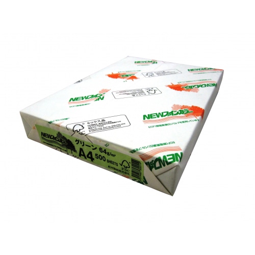 コピー用紙 NEWファインカラー(国産) A4 グリーン 500枚/冊