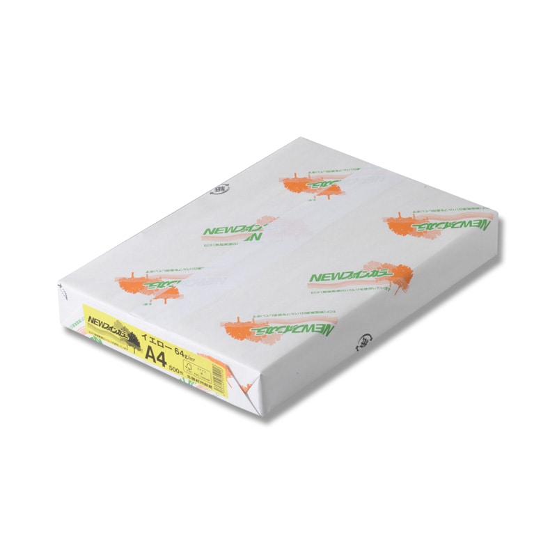 コピー用紙 NEWファインカラー(国産) A4 イエロー 500枚/冊