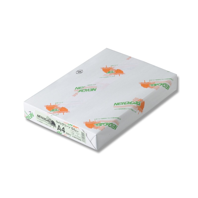 コピー用紙 NEWファインカラー(国産) A4ライトグリーン 500枚/冊