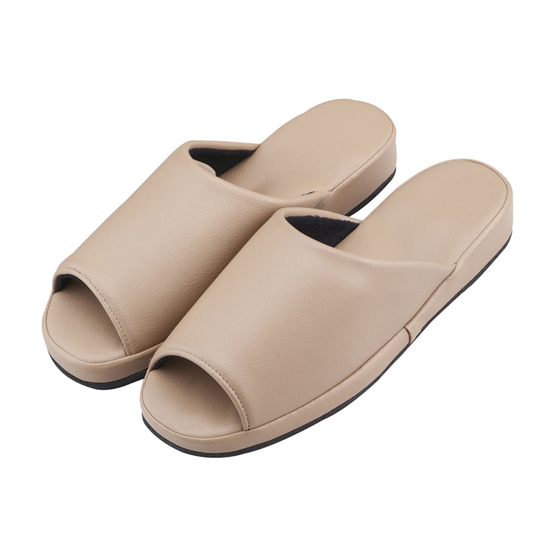 マツヨシスリッパ コンフォート 前開 HP-14 12足入 ベージュ 1箱(ご注文単位1箱)【直送品】