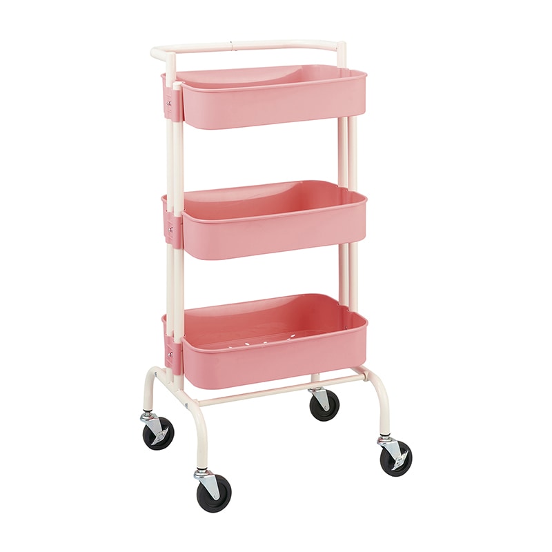 マツヨシ 3段バスケットワゴン MY-IJW200P ピンク 1個(ご注文単位1個)【直送品】