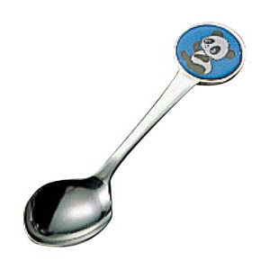 ステンレス お子様用カトラリー パンダ スプーン 青 1個(ご注文単位1個)【直送品】