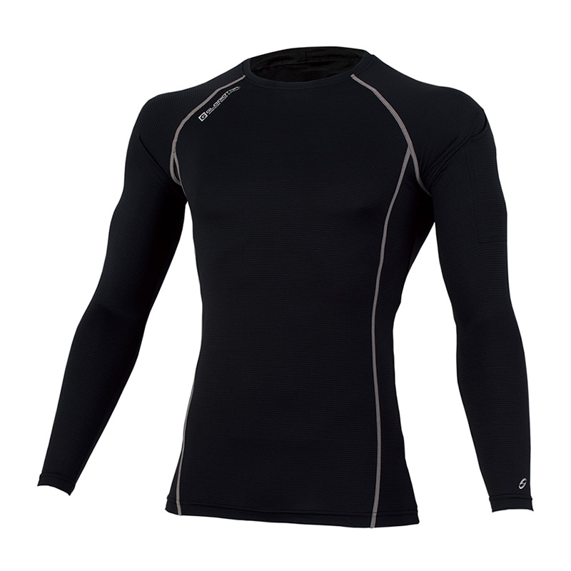 コーコス信岡 ニオイクリア 消臭パワーサポート長袖Tシャツ G-2028 ブラック L 1枚（ご注文単位1枚）【直送品】