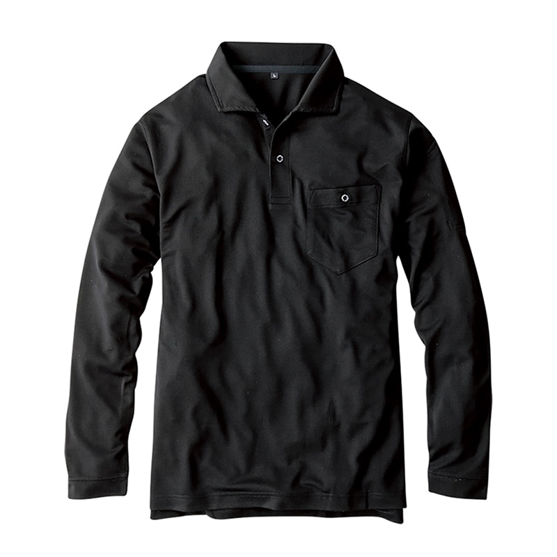 コーコス信岡 MAXDRY エアーUV+ 軽量長袖ポロシャツ G-1638 ブラック L 1枚（ご注文単位1枚）【直送品】