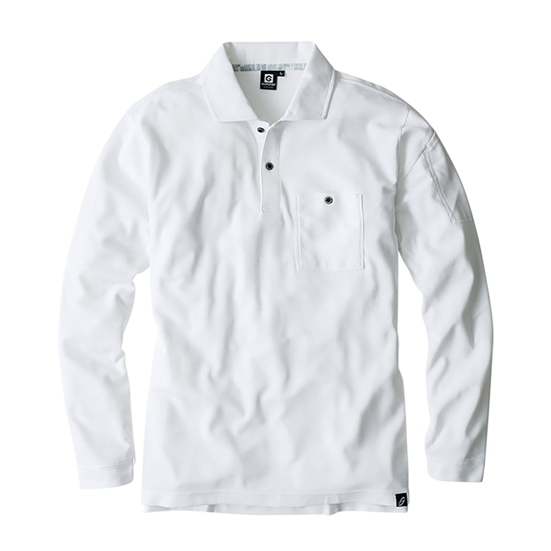 コーコス信岡 ニオイクリア 消臭長袖ポロシャツ G-1738 ホワイト M 1枚（ご注文単位1枚）【直送品】