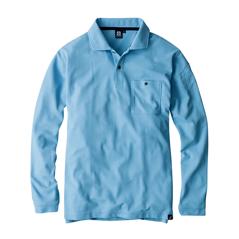 コーコス信岡 ニオイクリア 消臭長袖ポロシャツ G-1738 サックス L 1枚（ご注文単位1枚）【直送品】