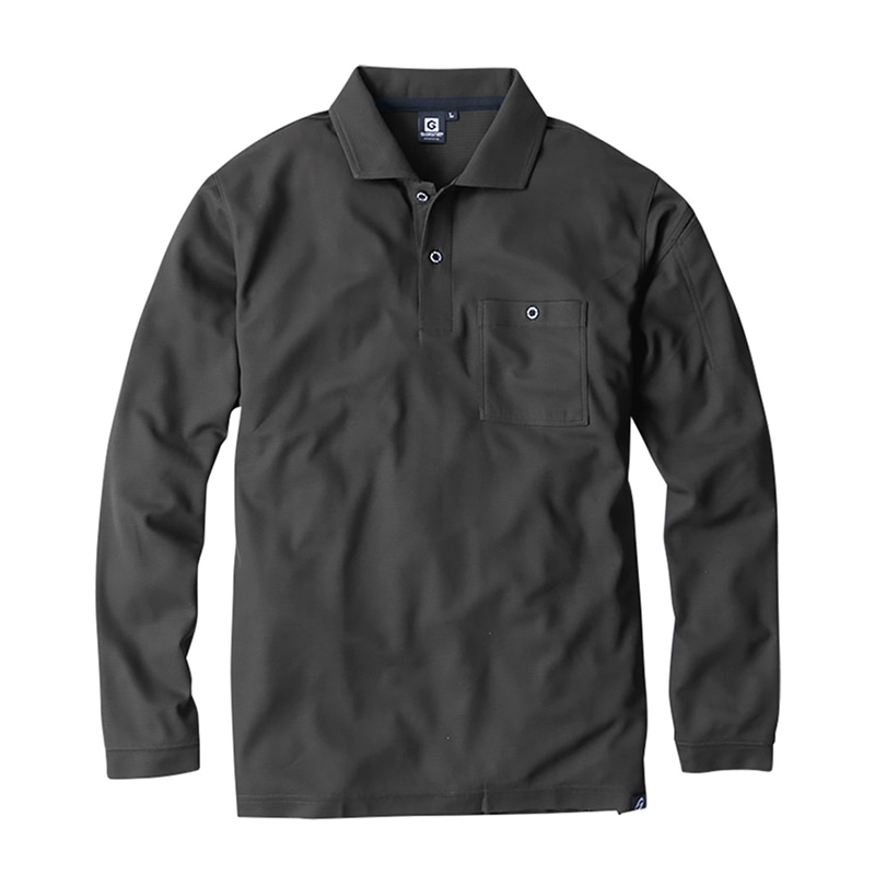 コーコス信岡 ニオイクリア 消臭長袖ポロシャツ G-1738 ブラック LL 1枚（ご注文単位1枚）【直送品】