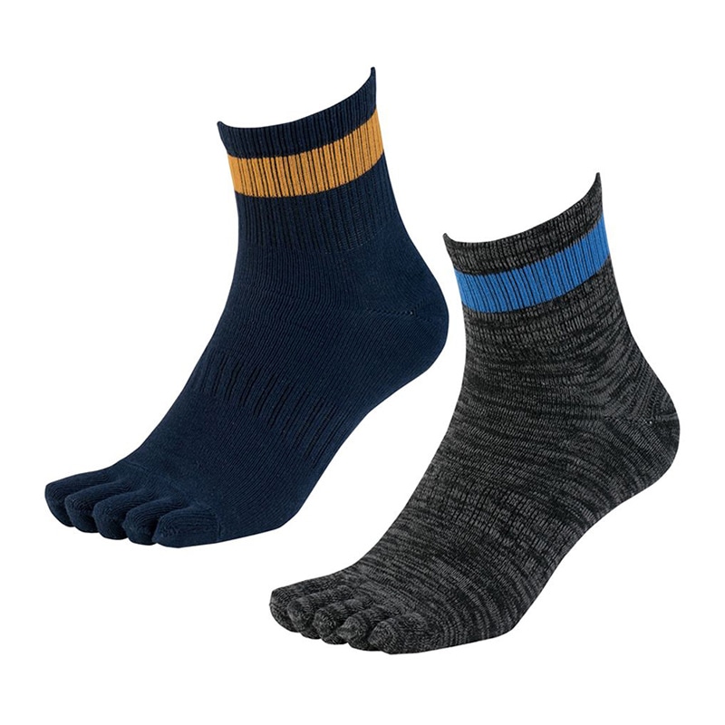 コーコス信岡 ニオイクリア90° ロークルー5本指 2P G-8426 ネイビー×チャコール L 1個（ご注文単位1個）【直送品】