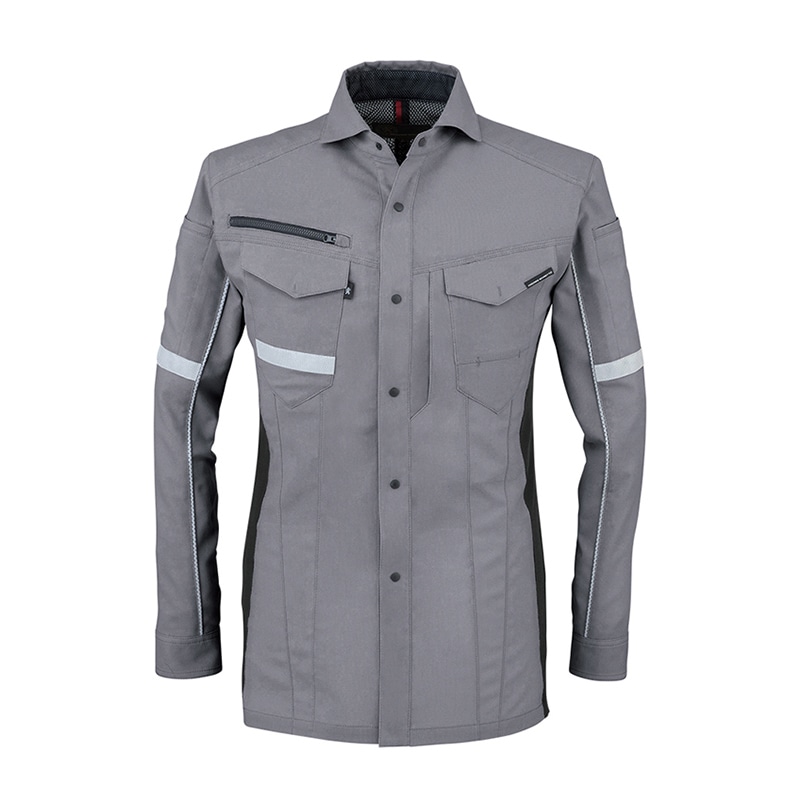 コーコス信岡 ストレッチ長袖シャツ A-7078 グレー 3L 1枚（ご注文単位1枚）【直送品】