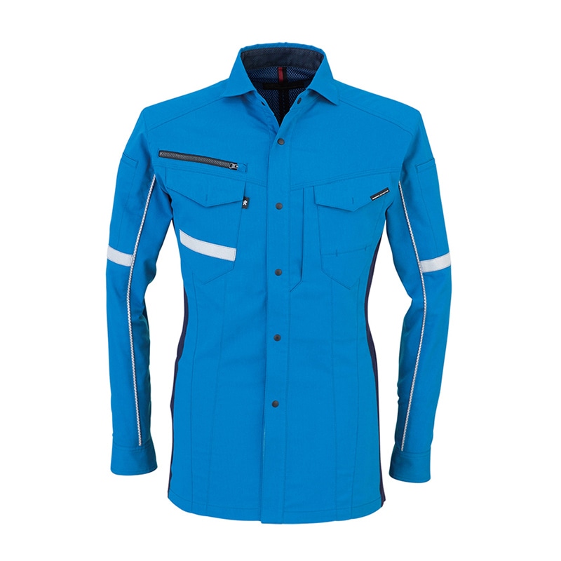 コーコス信岡 ストレッチ長袖シャツ A-7078 スカイブルー S 1枚（ご注文単位1枚）【直送品】