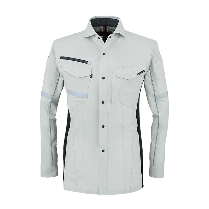 コーコス信岡 ストレッチ長袖シャツ A-7078 シルバー S 1枚（ご注文単位1枚）【直送品】