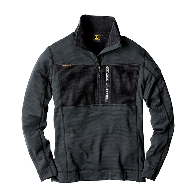 コーコス信岡 ハーフジップアップ長袖 G-1938 ブラック LL 1枚（ご注文単位1枚）【直送品】