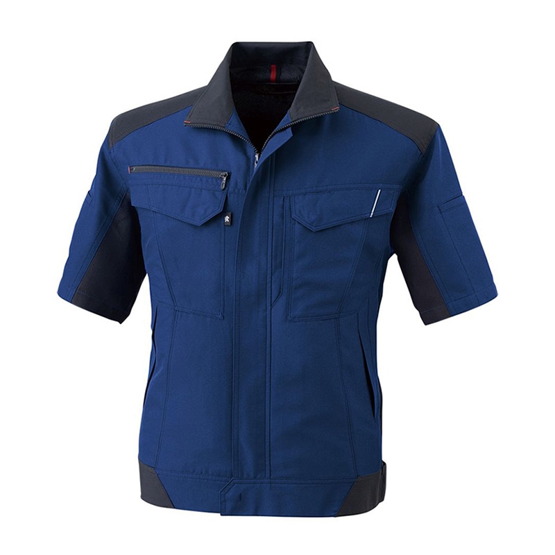 コーコス信岡 裏綿半袖ブルゾン バイカラー A-8080 ネイビー 5L 1枚（ご注文単位1枚）【直送品】