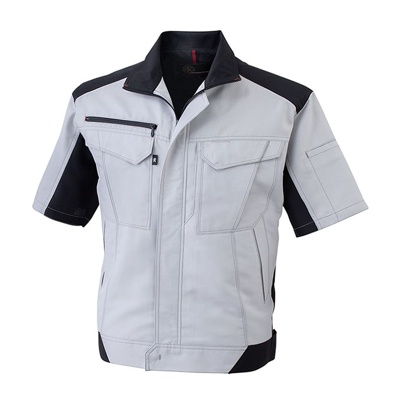 コーコス信岡 裏綿半袖ブルゾン バイカラー A-8080 シルバー 7L 1枚（ご注文単位1枚）【直送品】