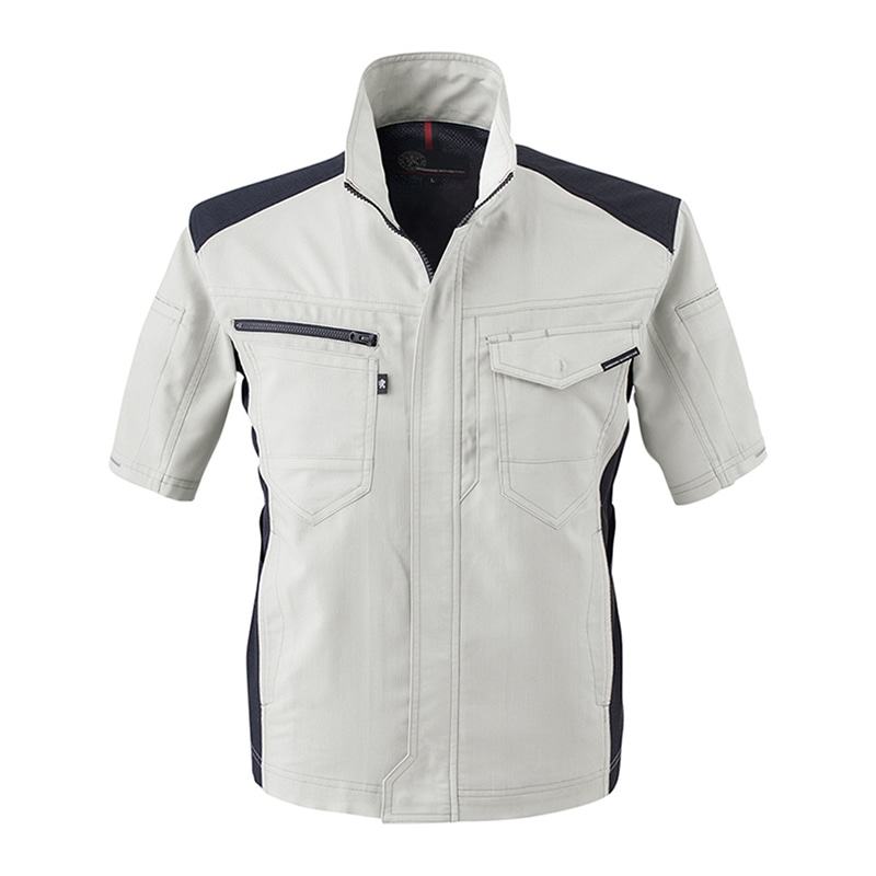 コーコス信岡 ストレッチ半袖ジャケット A-9070 シルバー 5L 1枚（ご注文単位1枚）【直送品】