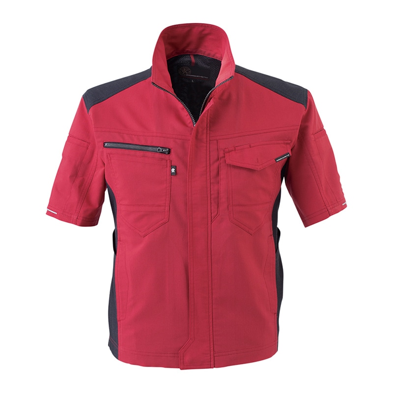 コーコス信岡 ストレッチ半袖ジャケット A-9070 レッド 4L 1枚（ご注文単位1枚）【直送品】