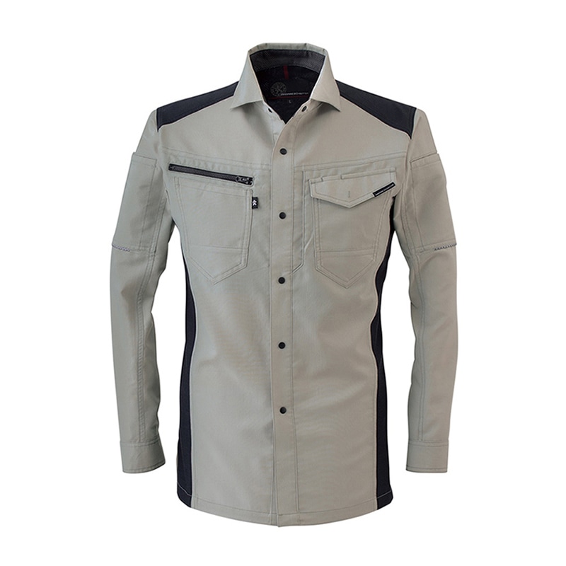 コーコス信岡 ストレッチ長袖シャツ A-9078 シルバー LL 1枚（ご注文単位1枚）【直送品】