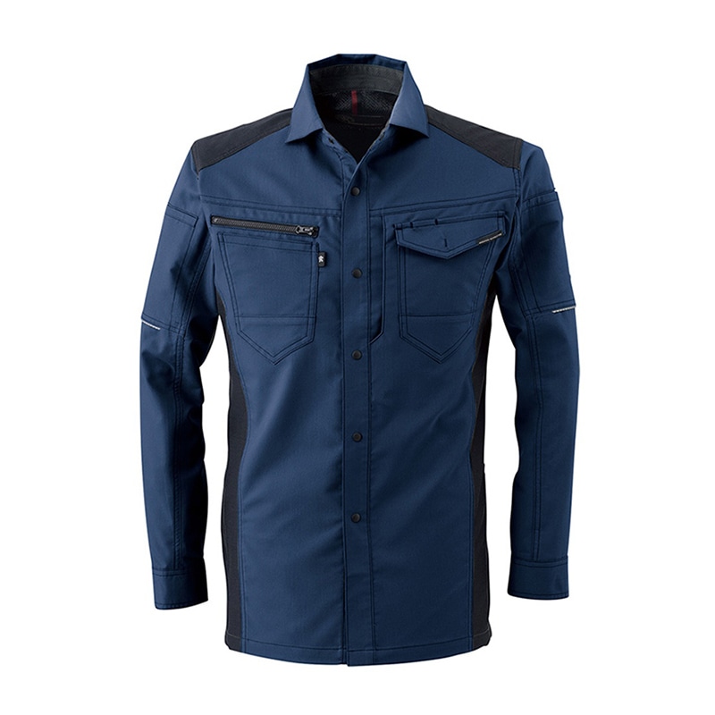 コーコス信岡 ストレッチ長袖シャツ A-9078 ブルー 3L 1枚（ご注文単位1枚）【直送品】