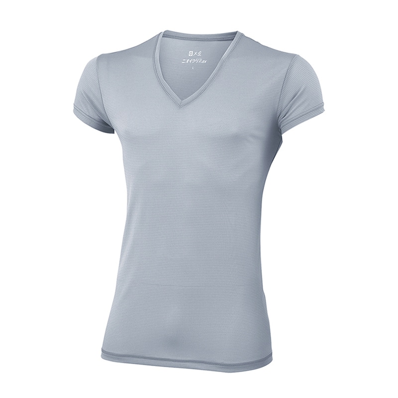 コーコス信岡 ニオイクリア 消臭Vネックインナー半袖 G-1237 グレー L 1枚（ご注文単位1枚）【直送品】