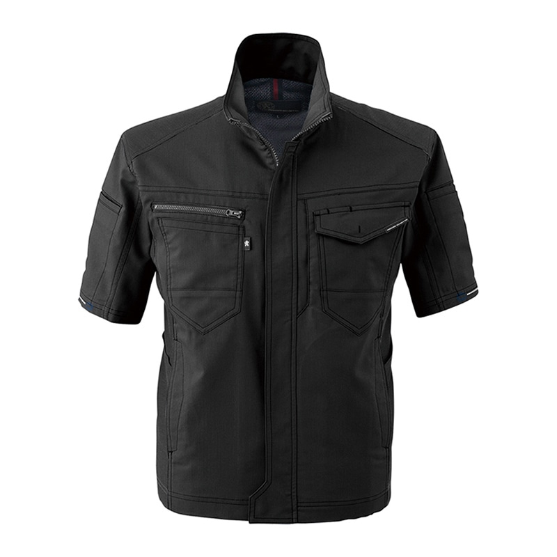 コーコス信岡 ストレッチ半袖ジャケット A-9070 ブラック LL 1枚（ご注文単位1枚）【直送品】