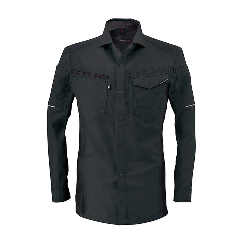 コーコス信岡 ストレッチ長袖シャツ A-9078 ブラック 3L 1枚（ご注文単位1枚）【直送品】