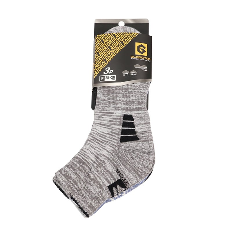 コーコス信岡 ロークルーソックス 3P G-8441 ホワイトモクMIX F 1個（ご注文単位1個）【直送品】