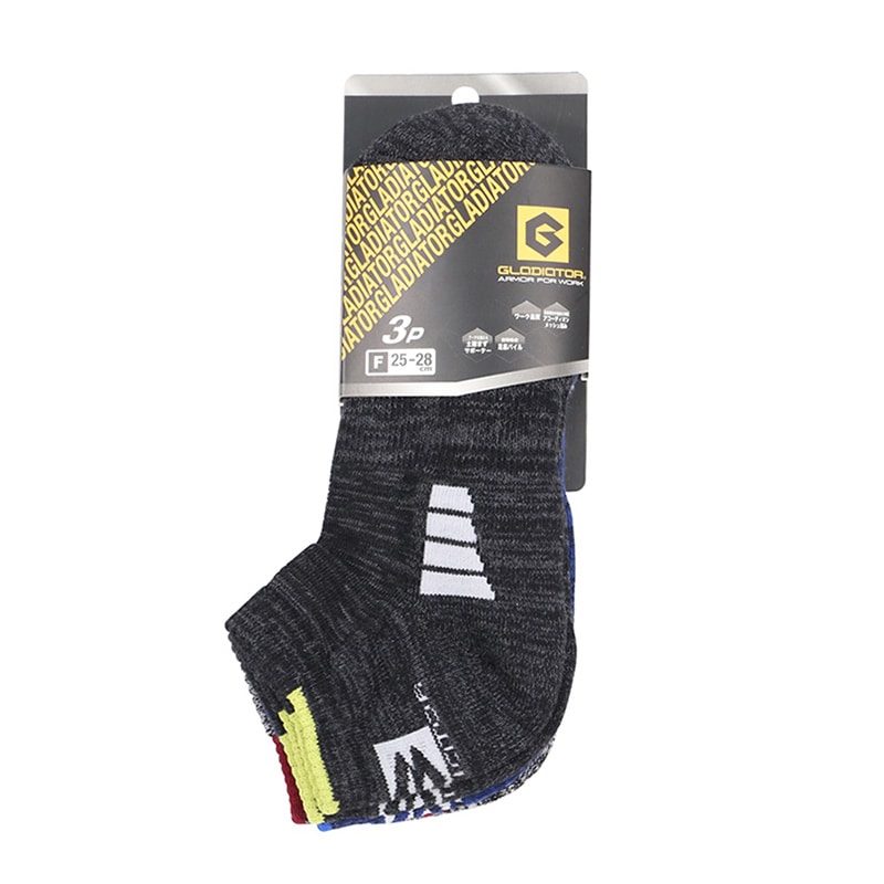 コーコス信岡 スニーカーソックス 3P G-8457 ブラックモクMIX F 1個（ご注文単位1個）【直送品】