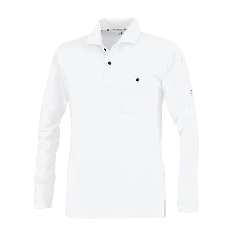 コーコス信岡 エコ長袖ポロシャツ AE-1698 ホワイト LL 1枚（ご注文単位1枚）【直送品】