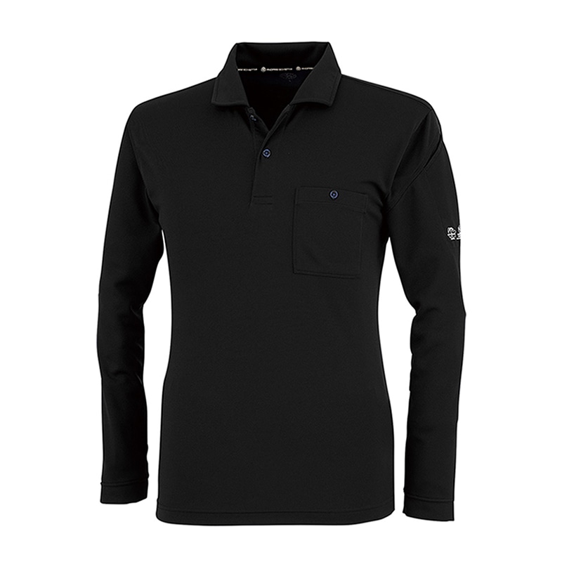 コーコス信岡 エコ長袖ポロシャツ AE-1698 ブラック 5L 1枚（ご注文単位1枚）【直送品】