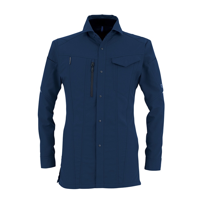 コーコス信岡 エコ・ストレッチ 長袖シャツ AE-9058 ネイビー S 1枚（ご注文単位1枚）【直送品】