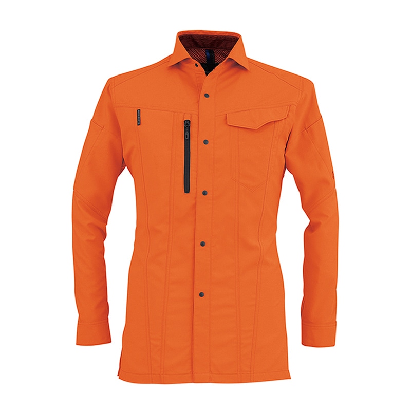 コーコス信岡 エコ・ストレッチ 長袖シャツ AE-9058 オレンジ M 1枚（ご注文単位1枚）【直送品】