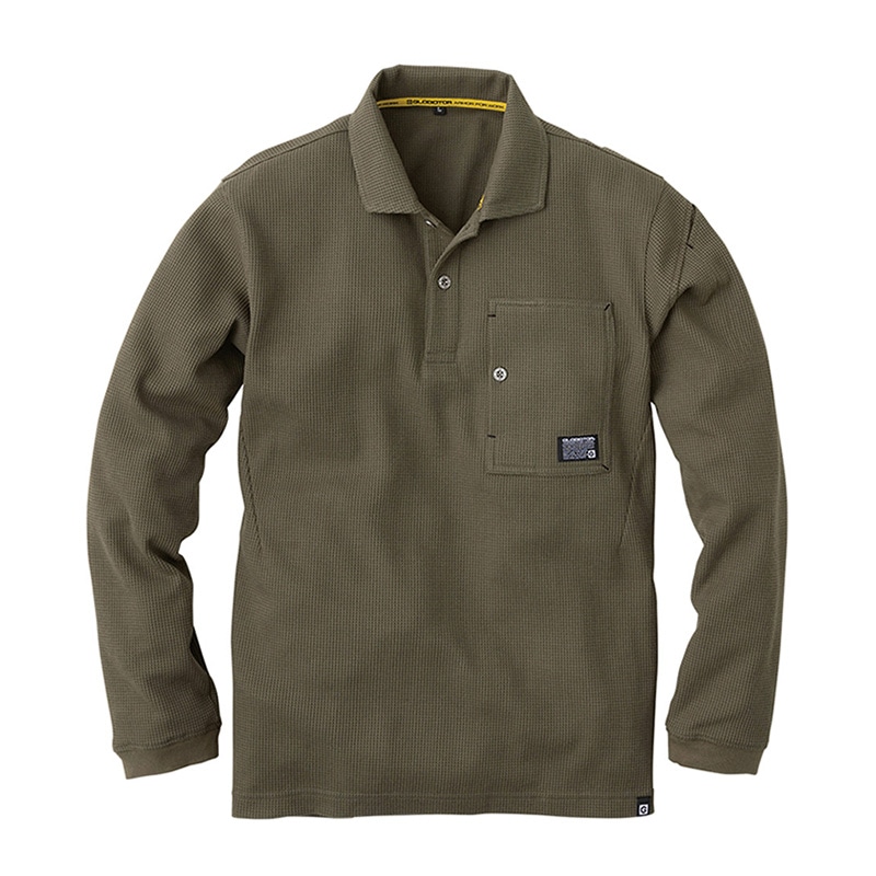 コーコス信岡 長袖ポロシャツ G-9158 アーミー L 1枚（ご注文単位1枚）【直送品】